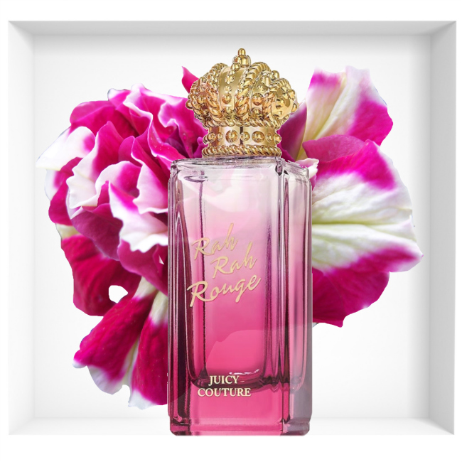 Juicy Couture Rah Rah Rouge is a long lasting and addictive fragrance of bright aromas of fruits, flowers and scents of the forest. Fresh, fruity and acidic opening includes mandarin, plum and pineapple. The floral heart is captivating with lily of the valley, jasmine and peony. The whole composition is held together with the chords of sandalwood, musk and vanilla.
